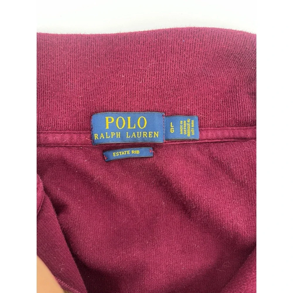 Polo Ralph Lauren Sweater Maroon Red Pony Zip Estate Rib Cotton Men's Size Large